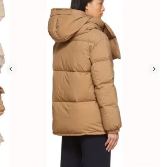 Hugo Boss Women's Real Duck Down Patinara Puffer Coat Jacket Brown Scarf Hood - Picture 2 of 11